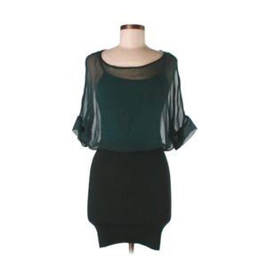 Anthropologie Dresses - Anthro Hunter Green Silk Peplum Sweater Mini Dress Anthropologie Dresses - Anthro Hunter Green Silk Peplum Sweater Mini Dress